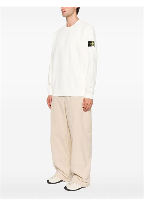 brushed organic cotton fleece sweatshirt man ivory STONE ISLAND | K2S15 6100028 S0A20V0093